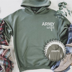 Army Wife, Custom Design Hoodie, Custom Soldier Wife Sweatshirt, Personalization Sweatshirt, Sweatshirt Gift