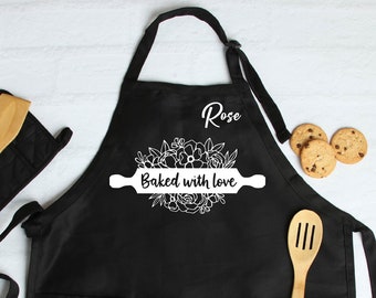 Personalized Kids Apron with Utensils Rolling Pin Spoon Embroidery Design