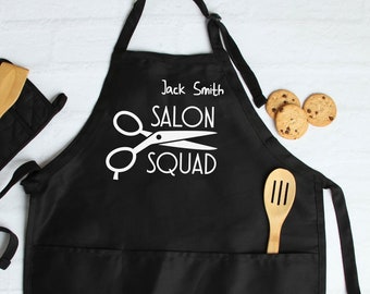 hair stylist apron, gift for hairdresser, beauty salon, personalized hairstylist apron, cosmetologist, custom barber apron,