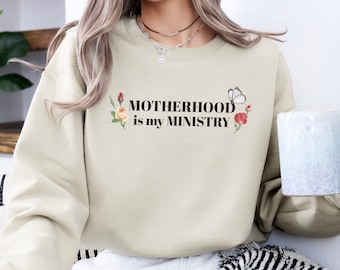 Motherhood Is My Ministry Sweatshirt, Mother Life Hoodie, Mother's Day Gifts, Homeschool Gift, Christian Mom Floral Hoodie, Gift For Mom
