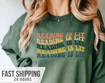 Reading is Lit Sweatshirt, Book Lover Gift, Gift for Book lover, Reading Sweatshirt, Unisex Hoodie, Teacher Hoodie, Book Hoodie, Book Gift