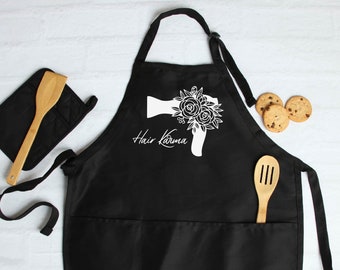 hair stylist apron, gift for hairdresser, beauty salon, personalized hairstylist apron, cosmetologist, custom barber apron,