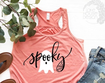Débardeur fantôme effrayant d'Halloween : Débardeur d'Halloween mignon, chemise fantôme d'Halloween pour femme, chemise d'Halloween effrayante pour maman