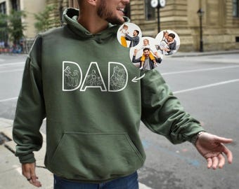 Custom Photo Gift for Dad, Father's Day Hoodie, Personalized Dad Portrait Sweatshirt, Fathers Day Gift, Dad Birthday Gifts, Gift for Husband