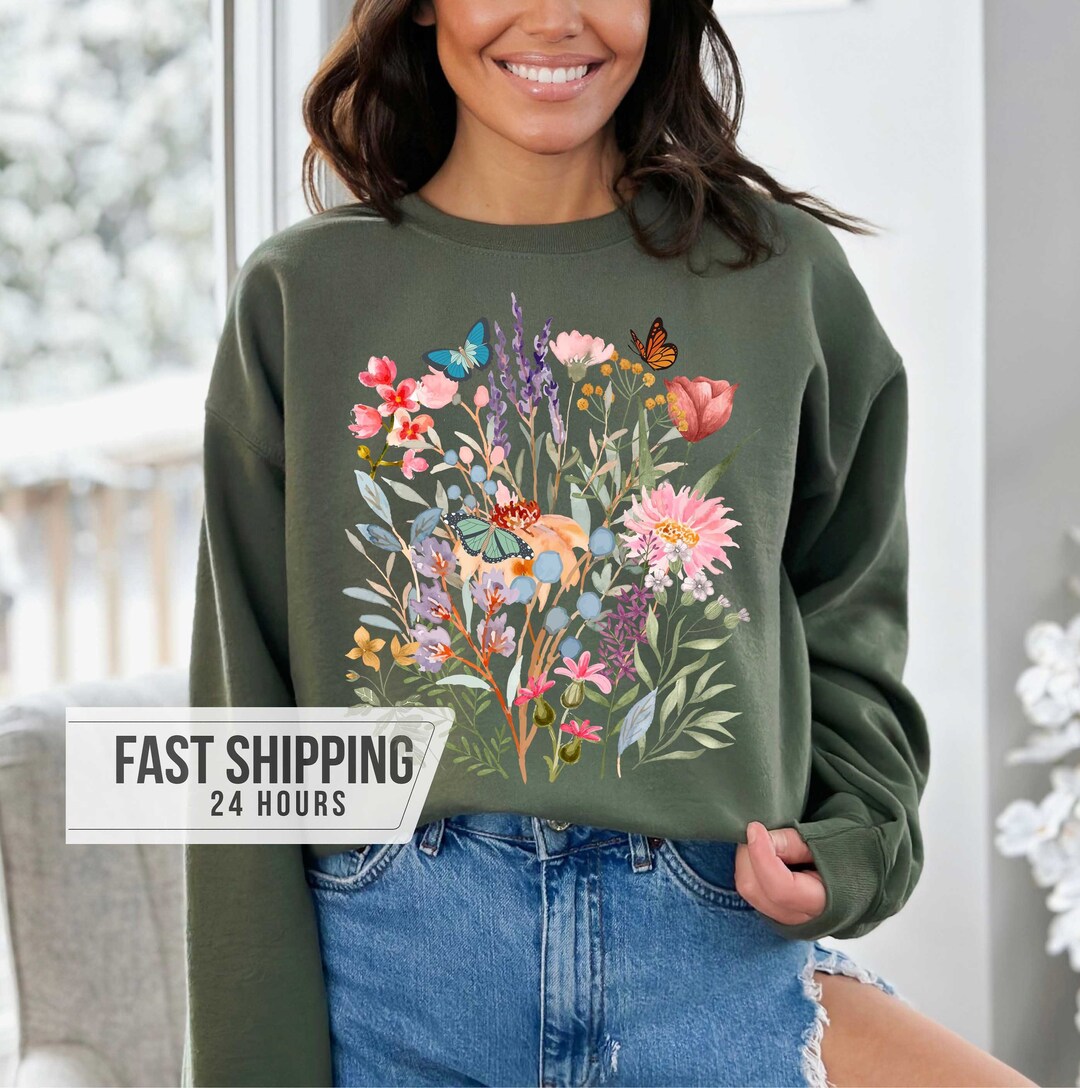 Women's Vintage Folk Flower Art Patterns Prints Casual Sweatshirt