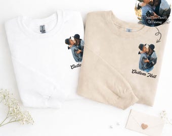 Sudadera con foto personalizada: sudadera con capucha para pareja, amigos, familia, foto de mascota con texto personalizado.