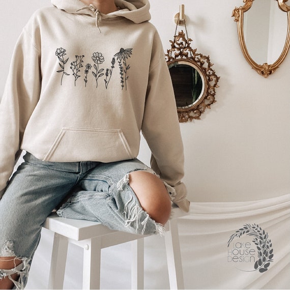 Monogram Floral Print Sweatshirt Initial B Flower Sweater 