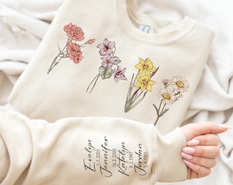 Custom Birth Month Birth Flower Sweatshirt, Gift for Grandmother, Mother's Day Gift, Custom Mom Shirt, Grandma Birth Month Shirt, Mama Gift