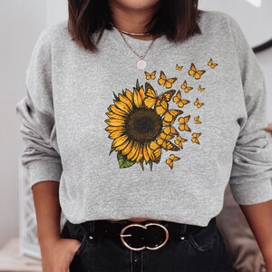 Sunflower Butterfly Sweat, Butterfly Sweat, Sunflower Hoodie - Etsy