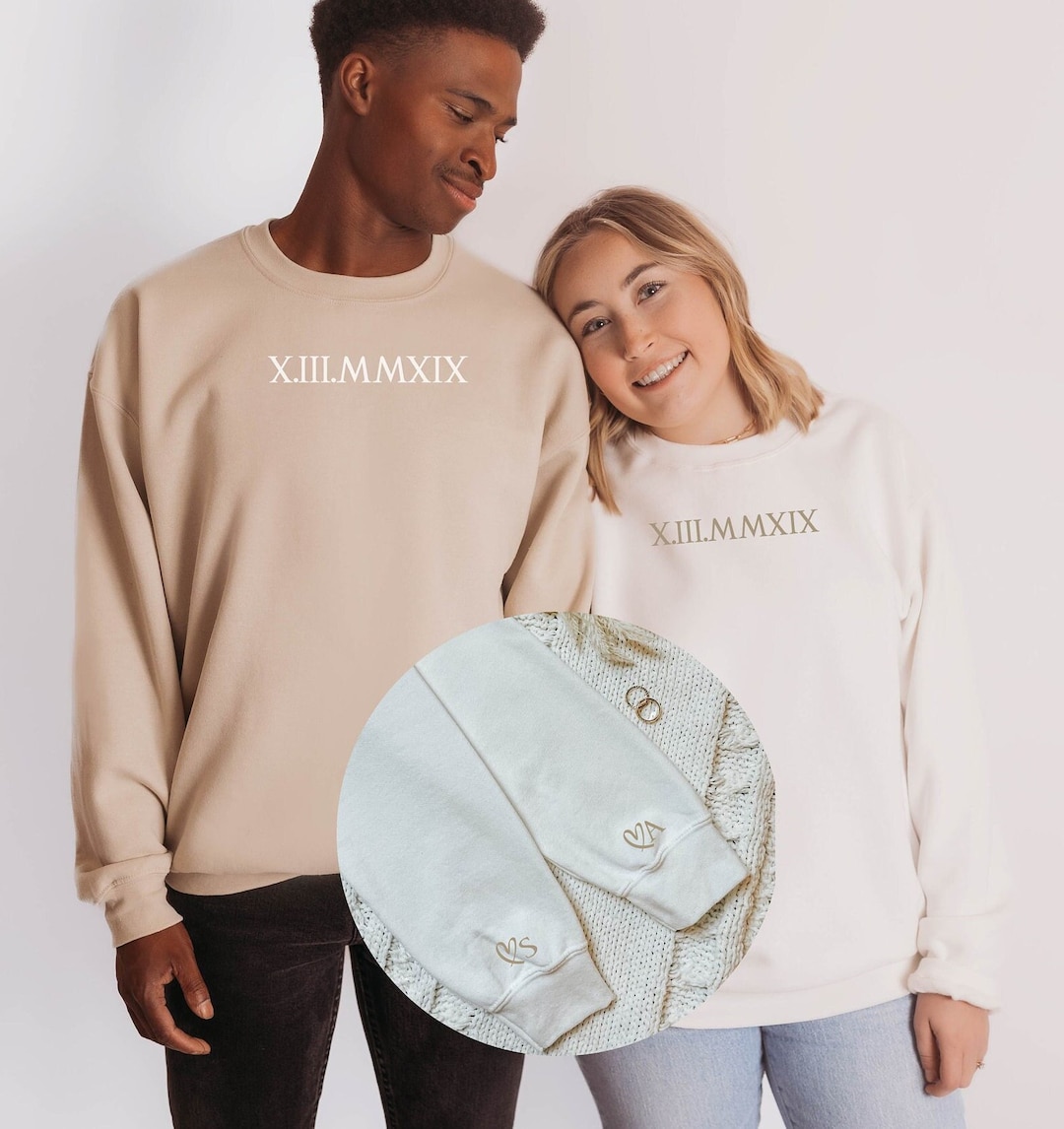 Sweat-shirt personnalisé en chiffres romains, impression à manches