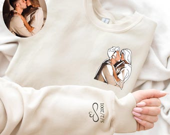 Sweat-shirt personnalisé avec portrait à partir d'une photo, Portrait de couple personnalisé, Portrait de couple, Cadeau personnalisé, Cadeaux personnalisés, Portrait de famille