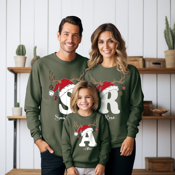 Aangepaste kerst bijpassende sweatshirt, kerstcadeaus, gepersonaliseerde geschenken, kerstsweater, familie hoodie, aangepaste kerst familie hoodie