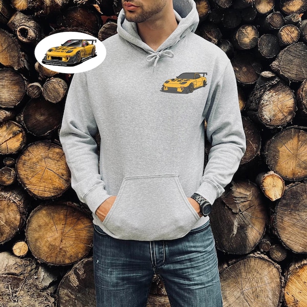 Custom portrait car Sweatshirt, hoodie, Car portrait, truck portrait, Dad Gift, Custom sweatshirt, gift for him, POCKET