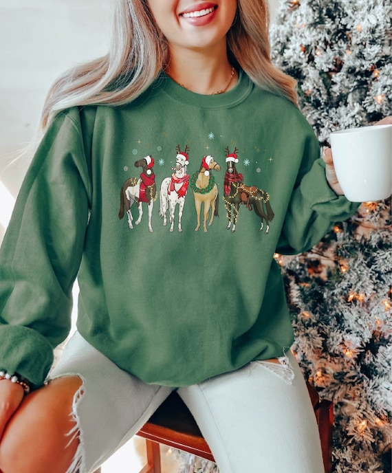 Christmas Horses Sweatshirt, Christmas Sweatshirt, Horse Sweatshirt, Christmas Gifts, Western Sweatshirt, Funny Christmas Hoodie,Gift or Her