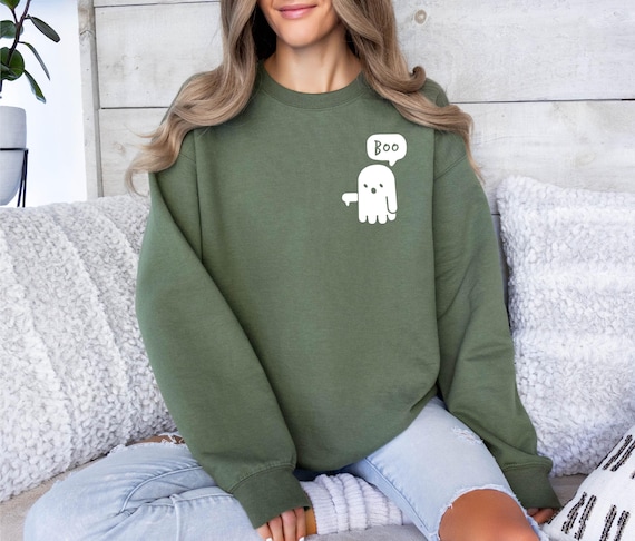 Boo Ghost Halloween Sweatshirt, Halloween Ghost Sweatshirt, Spooky Boo Sweatshirt, Cute Ghost Fall Sweater, Boo Ghost Thumbs down Hoodie