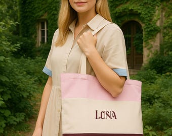 Personalized Name Tote Bag: Custom Text, Initials, Bride Bridesmaids Gift