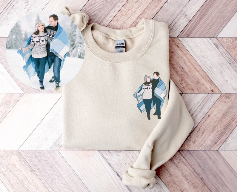 Fotoporträt Hoodie, benutzerdefiniertes Paarporträt, benutzerdefiniertes Foto, benutzerdefiniertes Porträt, benutzerdefiniertes Familienporträt, personalisierte Geschenke, benutzerdefiniertes Geschenk, Geschenke Bild 2