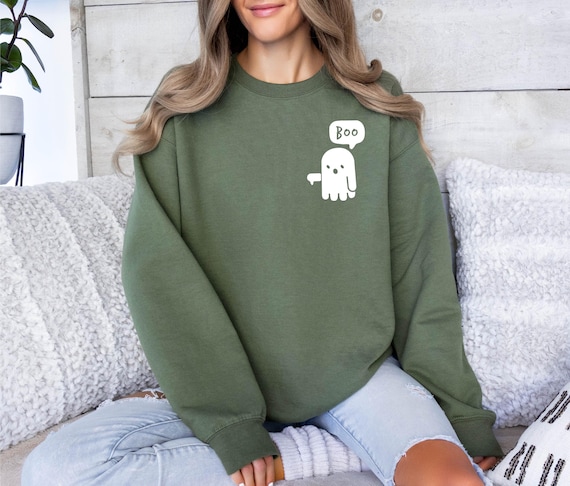Boo Ghost Halloween Sweatshirt, Halloween Ghost Sweatshirt, Spooky Boo Sweatshirt, Cute Ghost Fall Sweater, Boo Ghost Thumbs down Hoodie