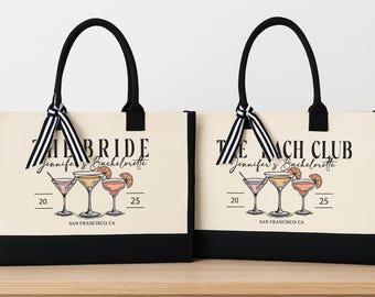 Personalized Bride Bridesmaid Tote Bag: Custom Wedding Bachelorette Gift