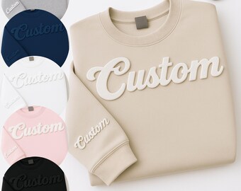 Personalized Puff Sweatshirt with Embossed 3D Print: Custom Birthday, Family, Friends Hoodie
