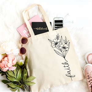 Faith Cotton Canvas Tote Bag, Loved Romans 5:8, Grocery Eco Bag, Christian Tote Bag, Faith Canvas Tote Bag, Ecobag