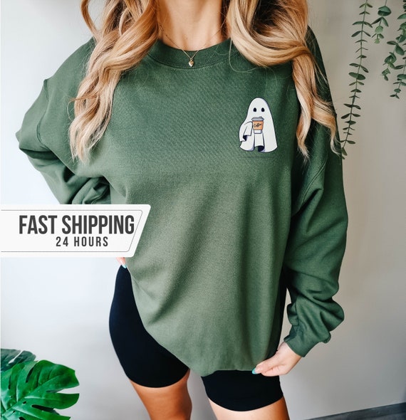 Ghost and Coffee Sweatshirt Ghost Sweatshirt Halloween - Etsy