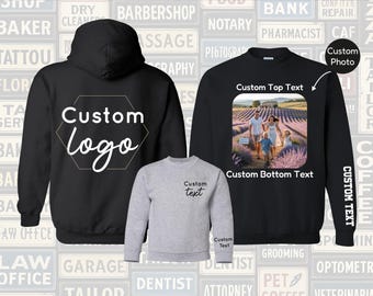 Custom Business Logo Sweatshirt, Personalized Corporate Gifts with Custom Logo, Custom Photo, Custom Text, Company Logo, School Team Logo