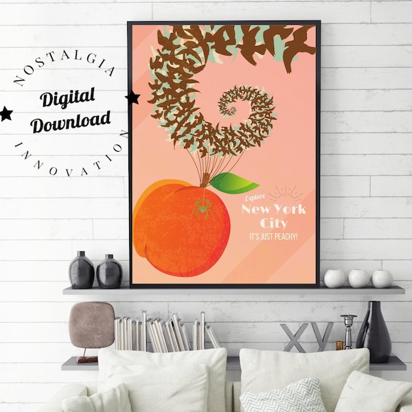 James & The Giant Peach Vintage Travel Poster | Book Wall Art | Downloadable Print | Book Gifts | Home Decor | Nursery, Children's Art