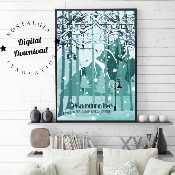 Narnia Book Vintage Travel Poster | Wardrobe Picture | Downloadable Print | Book Art | Home Decor | Nursery, Children's Wall Art
