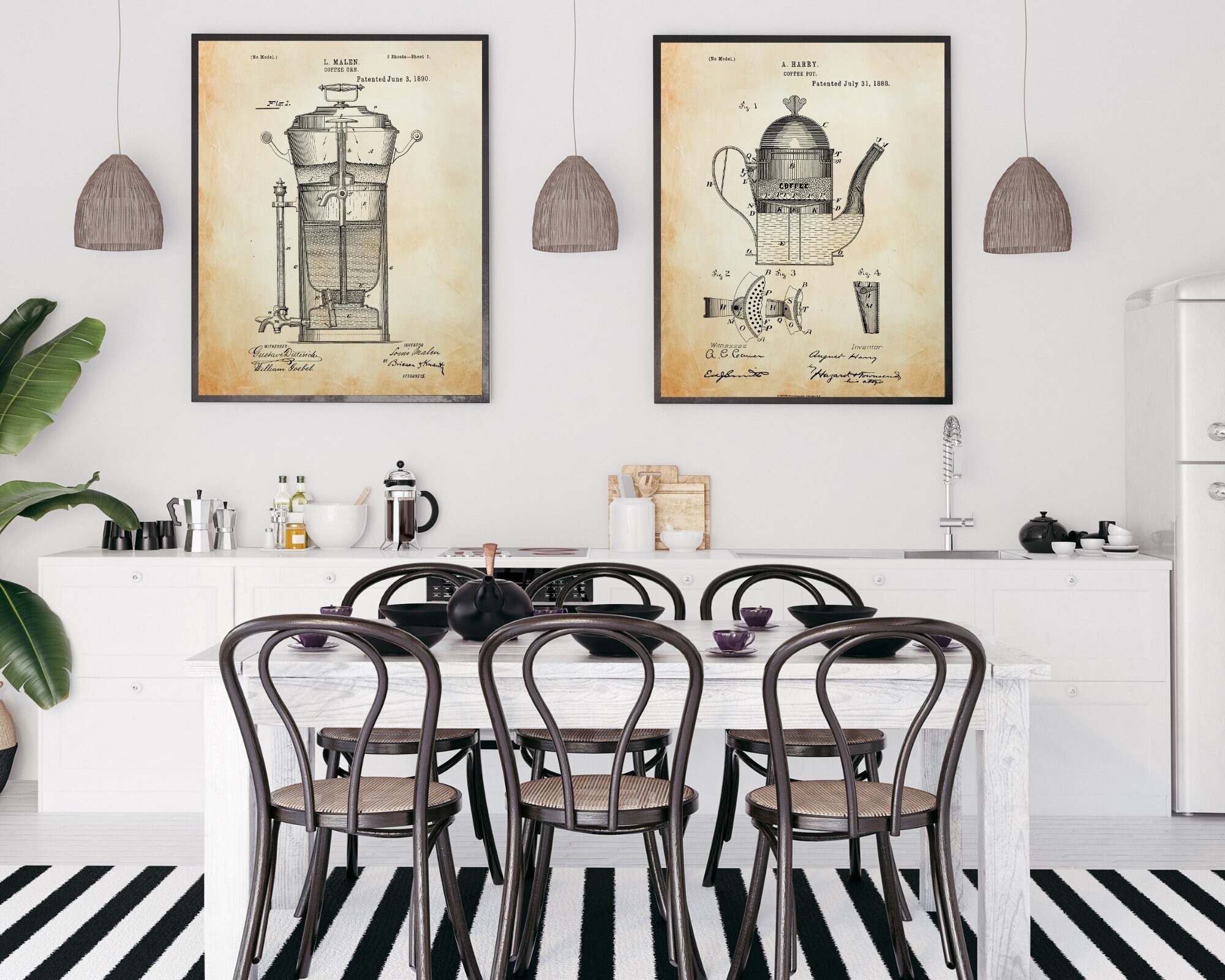 Coffee Pot Wall Art Modern Farmhouse Kitchen Patent Print Etsy