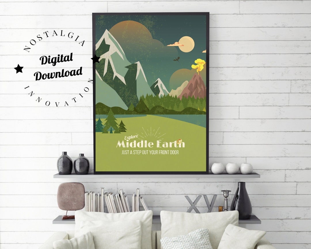 Lord of the Rings Book Vintage Travel Poster | Middle Earth ...