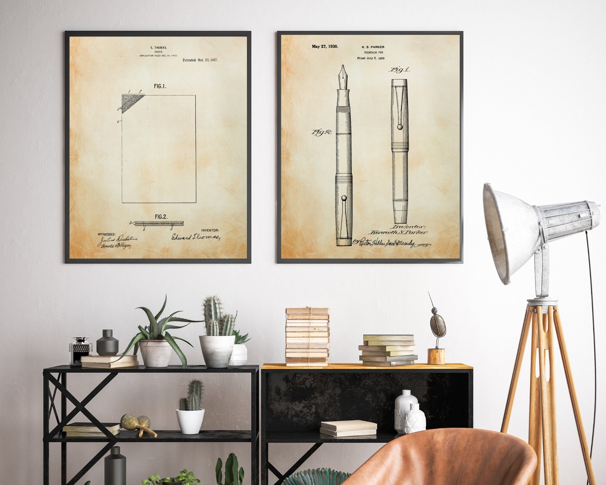Fountain Pen Wall Art Patent Print Downloadable Poster Bestselling Home Decor Writer & Book