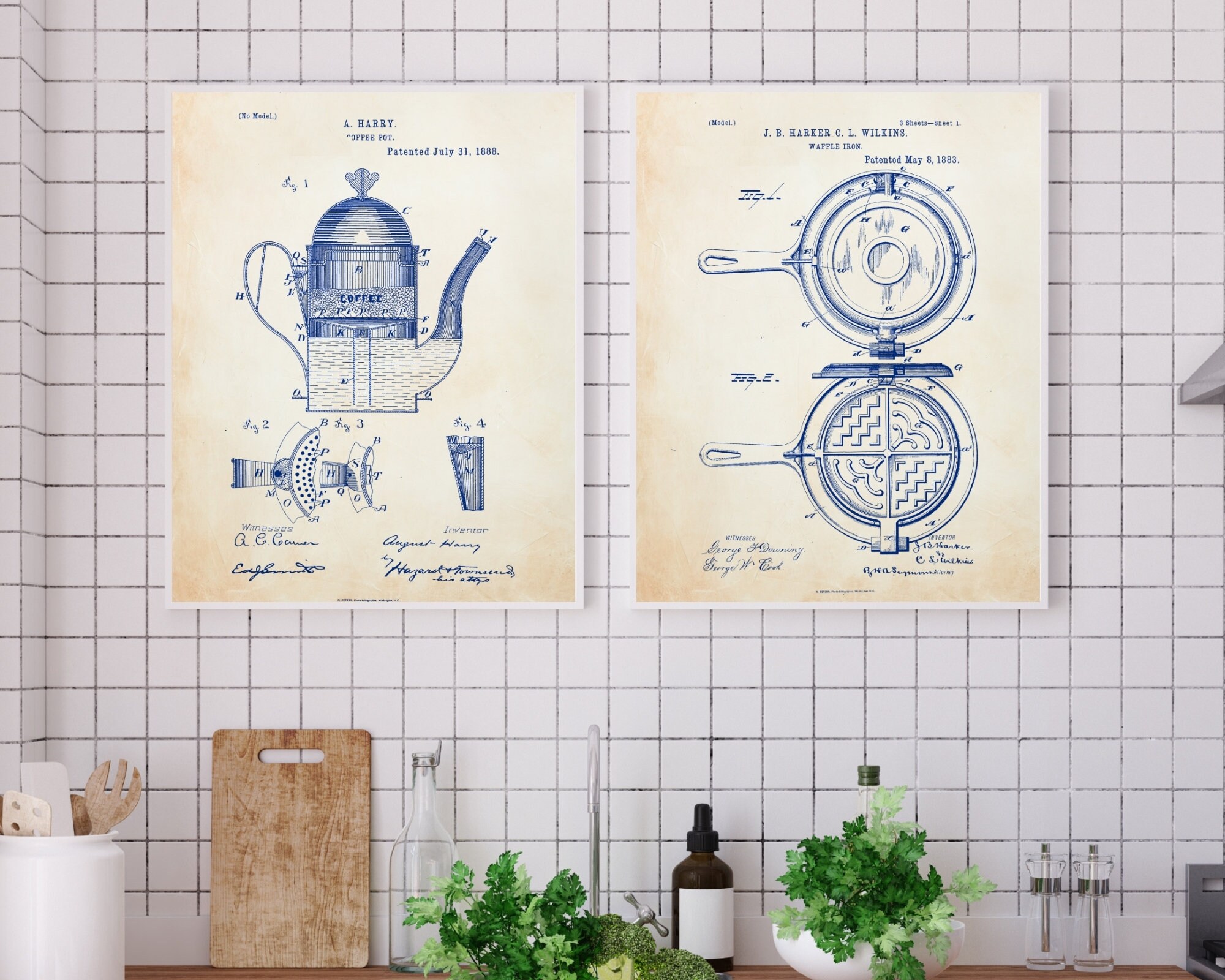 Coffee Pot Wall Art Modern Farmhouse Kitchen Patent Print Etsy
