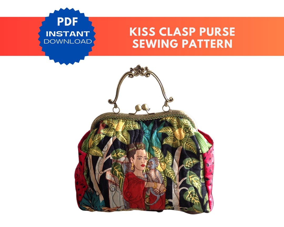 Instant PDF Download Sewing Pattern for Purse With Kiss Clasp