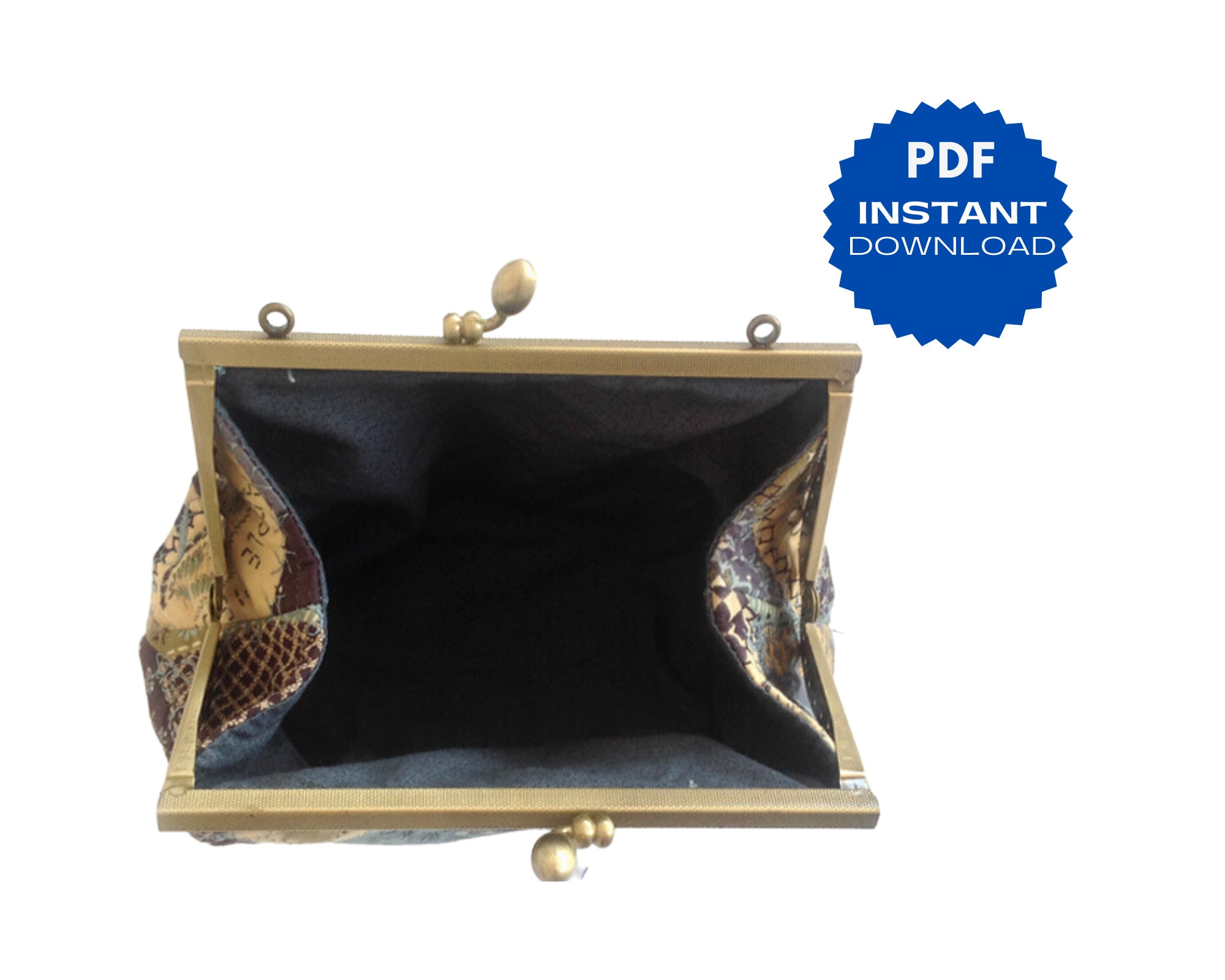 Instant PDF Download Sewing Pattern for Purse With Kiss Clasp Illustrated Instructions for ...