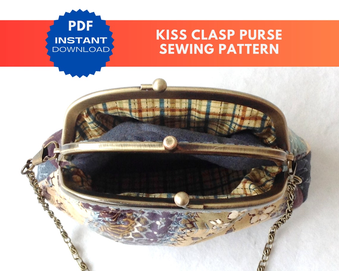 Instant Download Kiss Clasp Bag Sewing Pattern Instant Mold Kiss Clasp