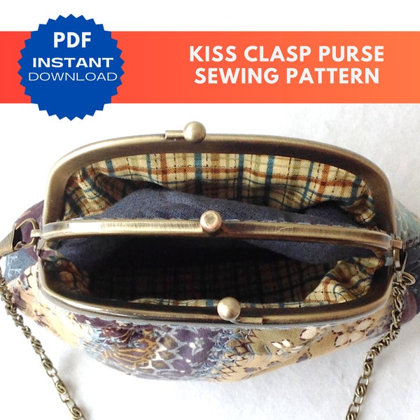 Instant Download Kiss Clasp Bag Sewing Pattern  Instant Mold Kiss Clasp Purse kiss lock shoulder bag pattern kiss clasp lock pattern