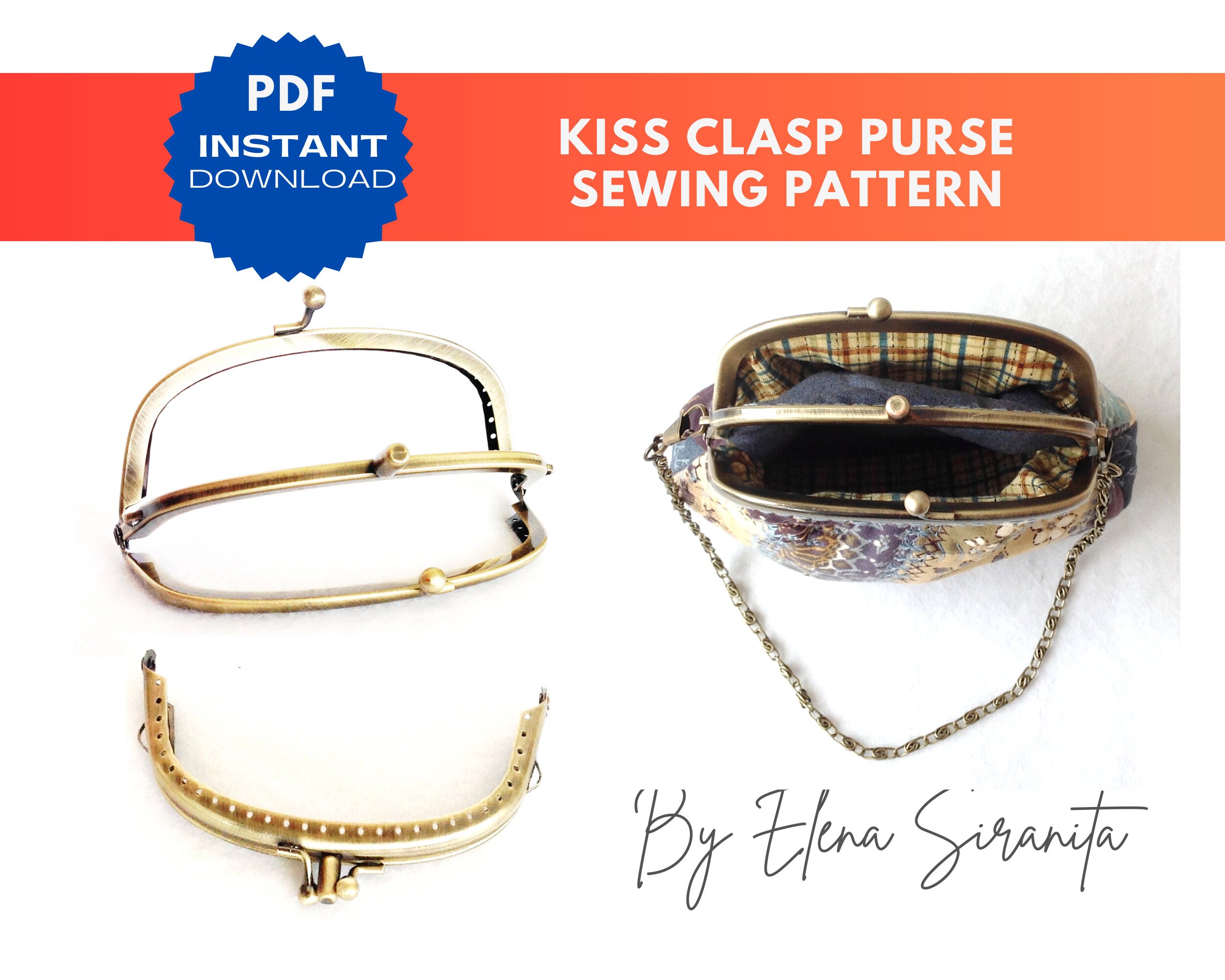 Instant Download Kiss Clasp Bag Sewing Pattern Instant Mold Kiss Clasp