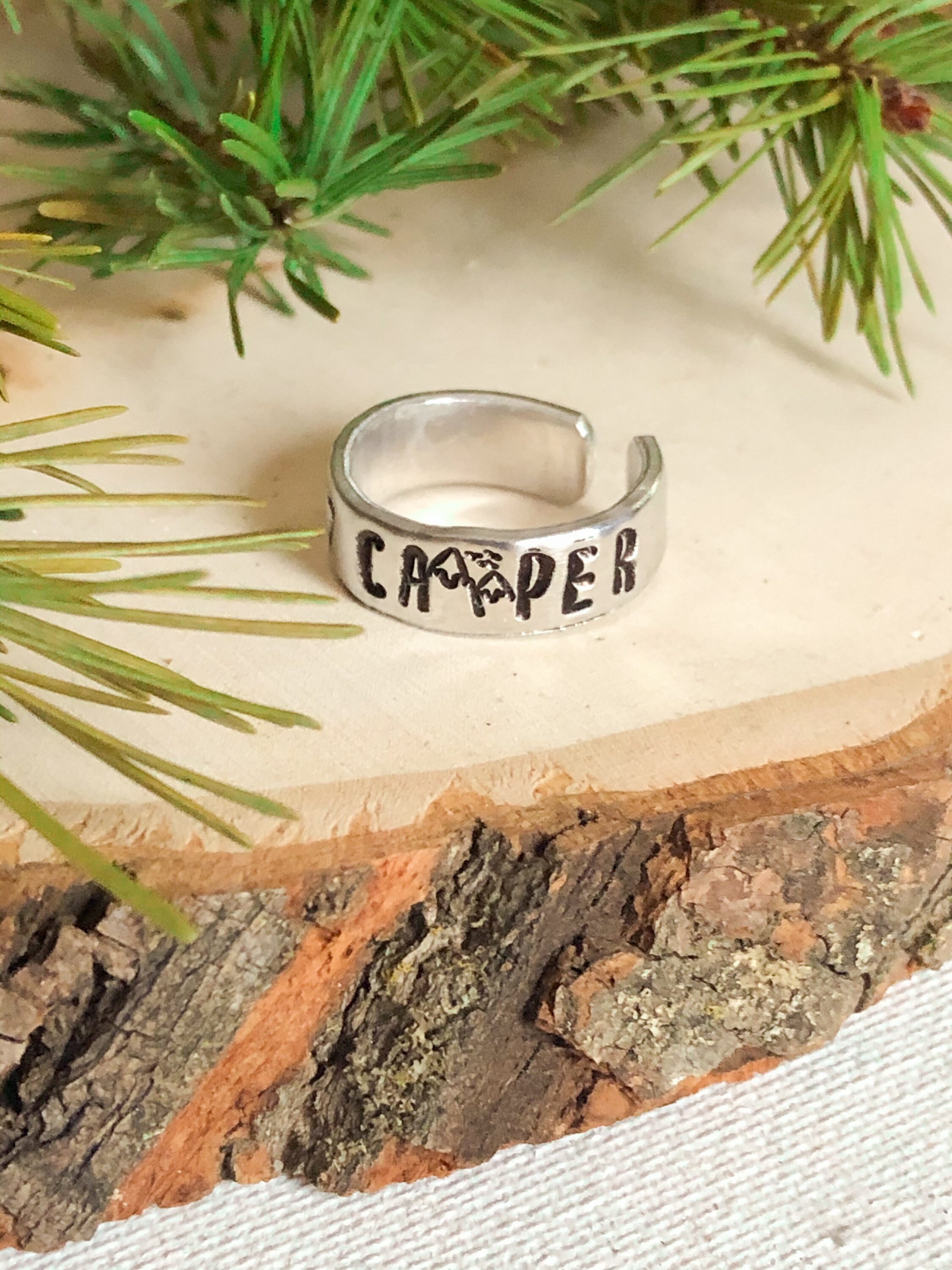 Happy Camper Ring Nature Ring Etsy
