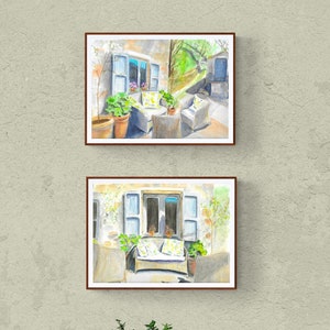 Set Of 2 Watercolour Prints Of A Rustic Cottage in Tuscany, Italy Print From Original Watercolour Art, New Home Gift For Her, Country Scene