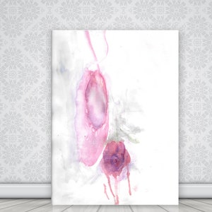 Fine Art Print Of Blush PInk Ballet Shoe and Rose Bud Atmospheric and Modern Print , Contemporary Art Work Perfect Wall Art Decor