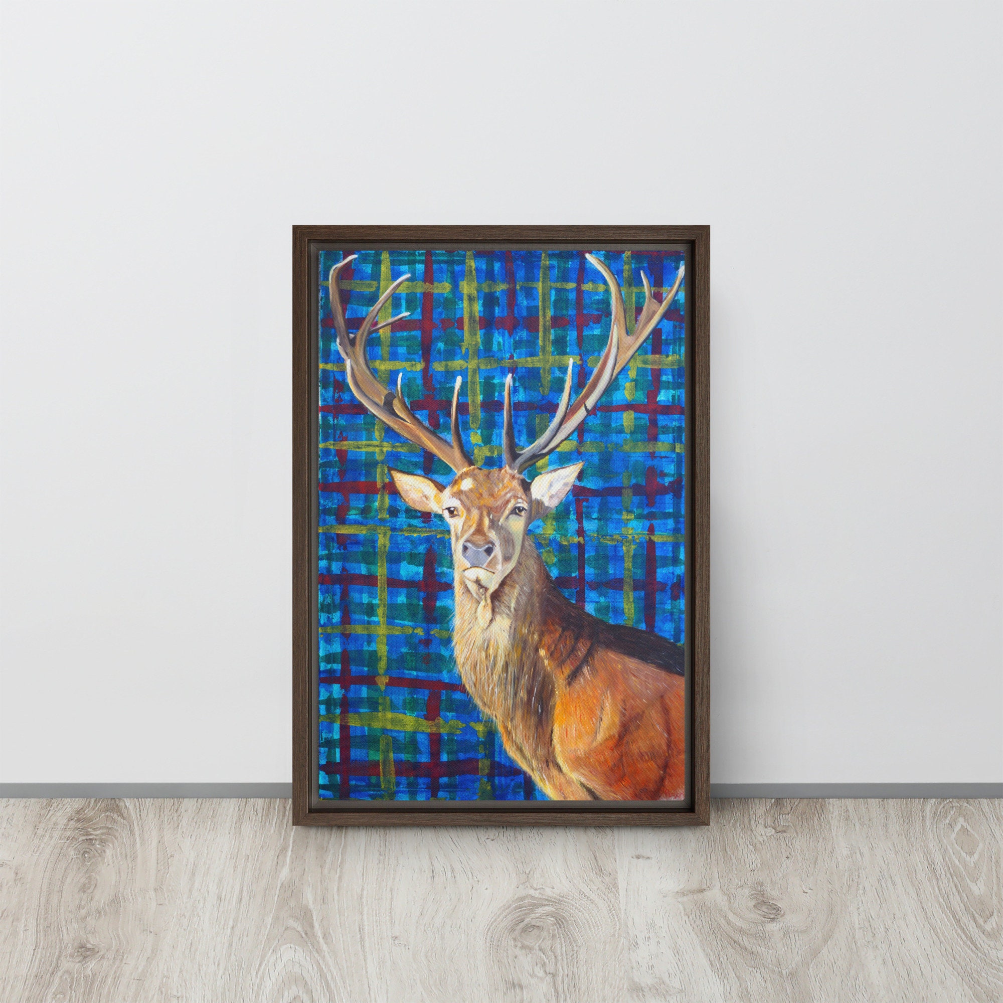 Paesaggio Da Parete Con Famiglia Di Trekking, Cervi E Paesino - Foto 4