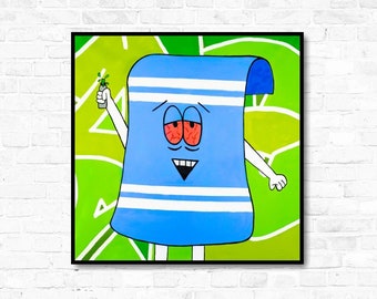 Original graffiti art Canvas by SOHPE. 2021 Unique popart towelie south park cartoon artwork