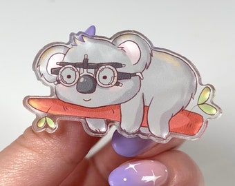 Optometry koala glasses refraction phoropter eye exam optometrist student ophthalmology gift acrylic pin