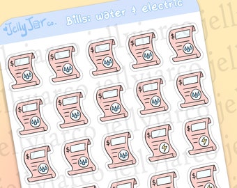 Utility water and electric bill reminder planner stickers