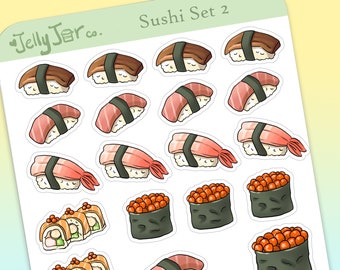 Sushi roll ebi unagi tuna planner agenda stickers