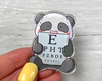 Optometry panda eye chart eye exam optometrist student ophthalmology gift acrylic pin