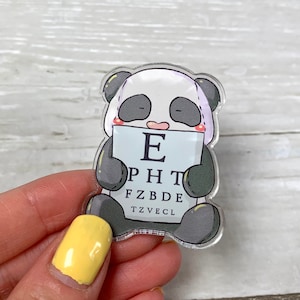 Optometry panda eye chart eye exam optometrist student ophthalmology gift acrylic pin