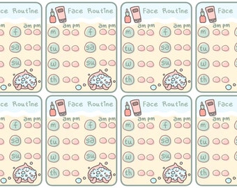 Face wash skin routine habit tracker planner stickers