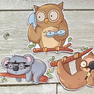 Optometrie Brille Optiker Brille Optiker Optiker Koala Eule Faultier Koala Geschenkaufkleber Laptop Aufkleber, Geschenkaufkleber
